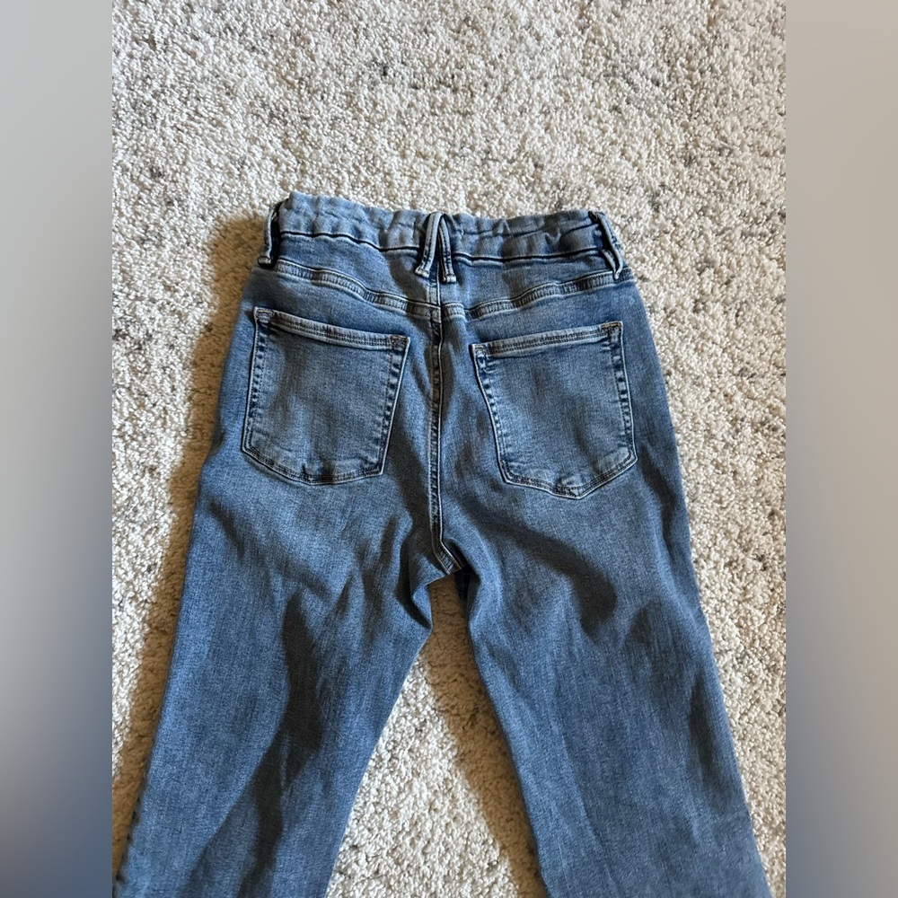 Good American Good Legs Flare Jeans Sz 28 in Indigo 330 Raw Hem - Picture 10 of 10
